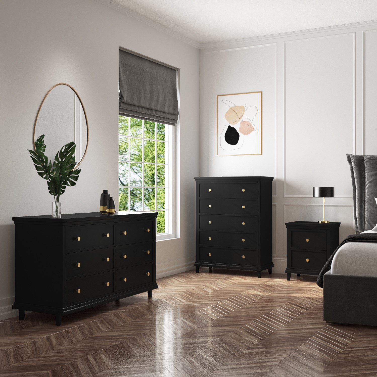 Read more about Wide black chest of 6 drawers georgia